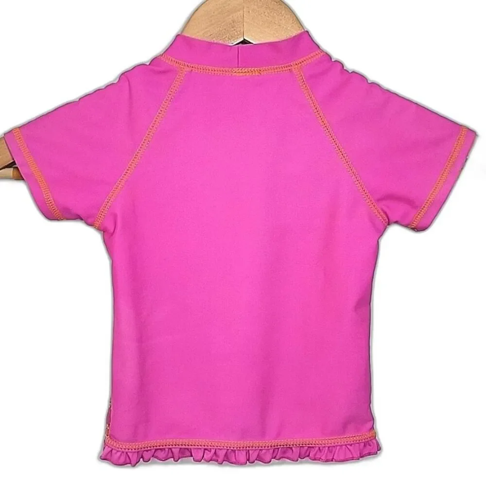 CARTER'S Floral Rash Guard Swim Tee Shirt size 3T Pink Green Blue Orange